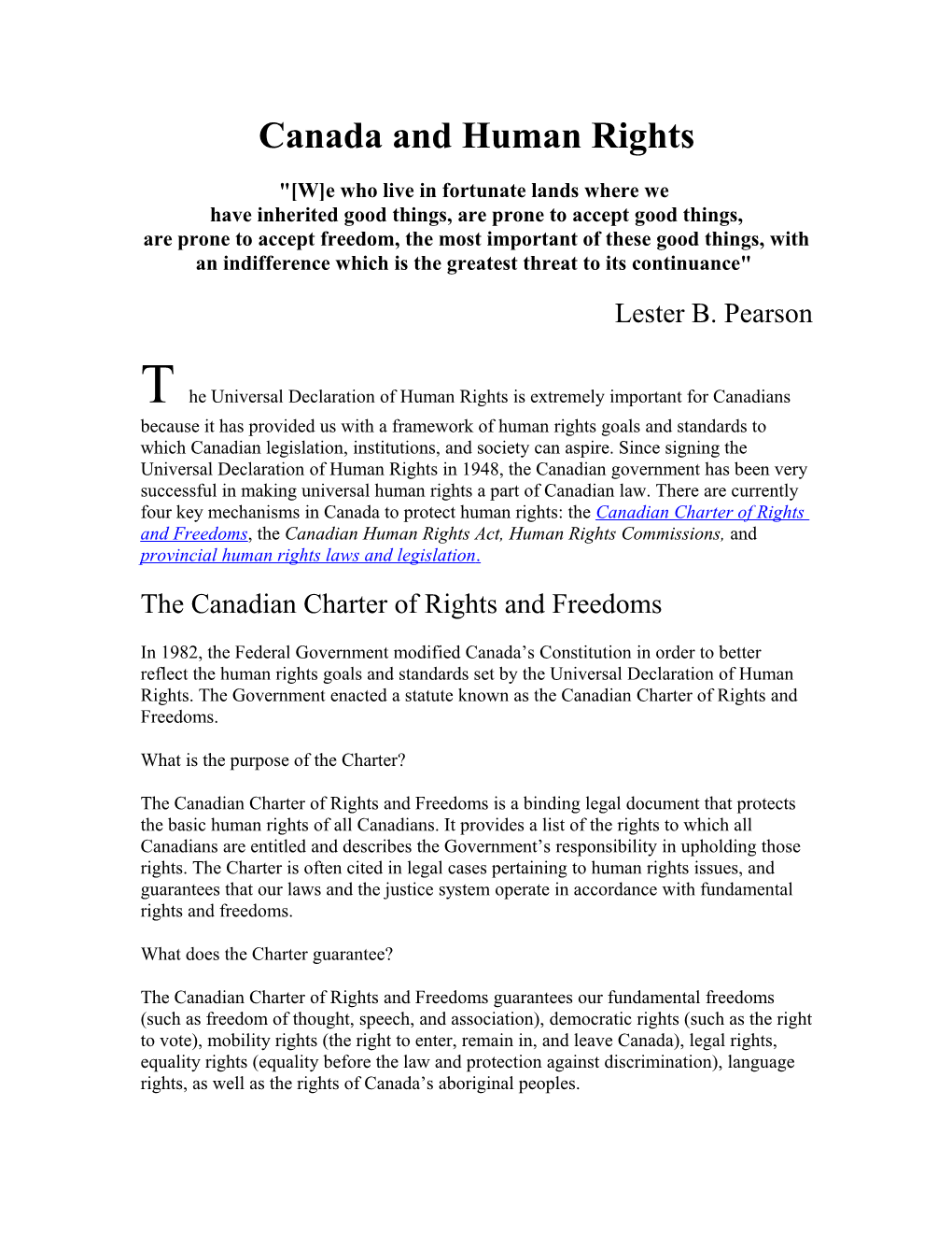 Canada and Human Rights