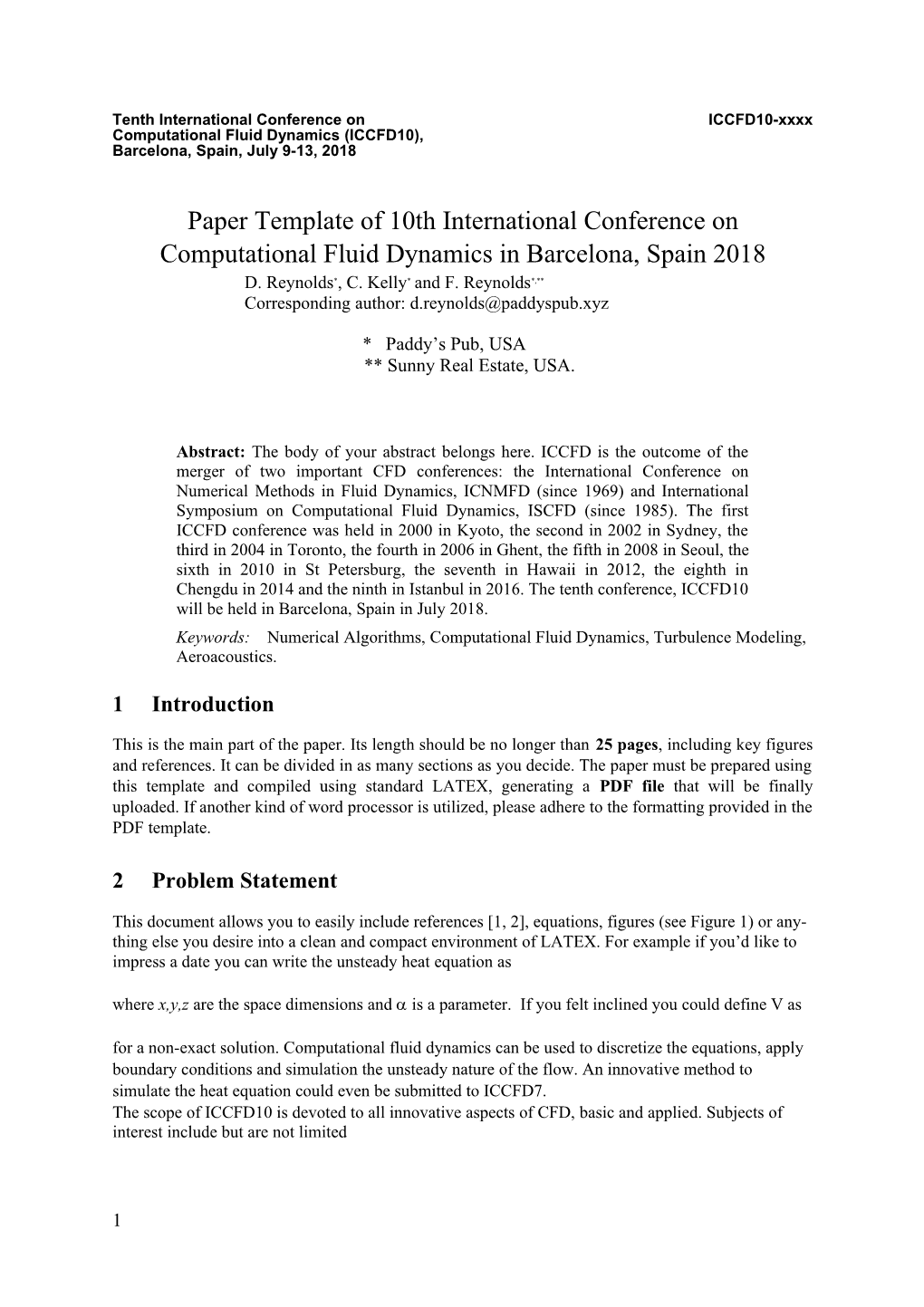 Abstract Template of Parallel CFD International Conference in Barcelona, Spain, During