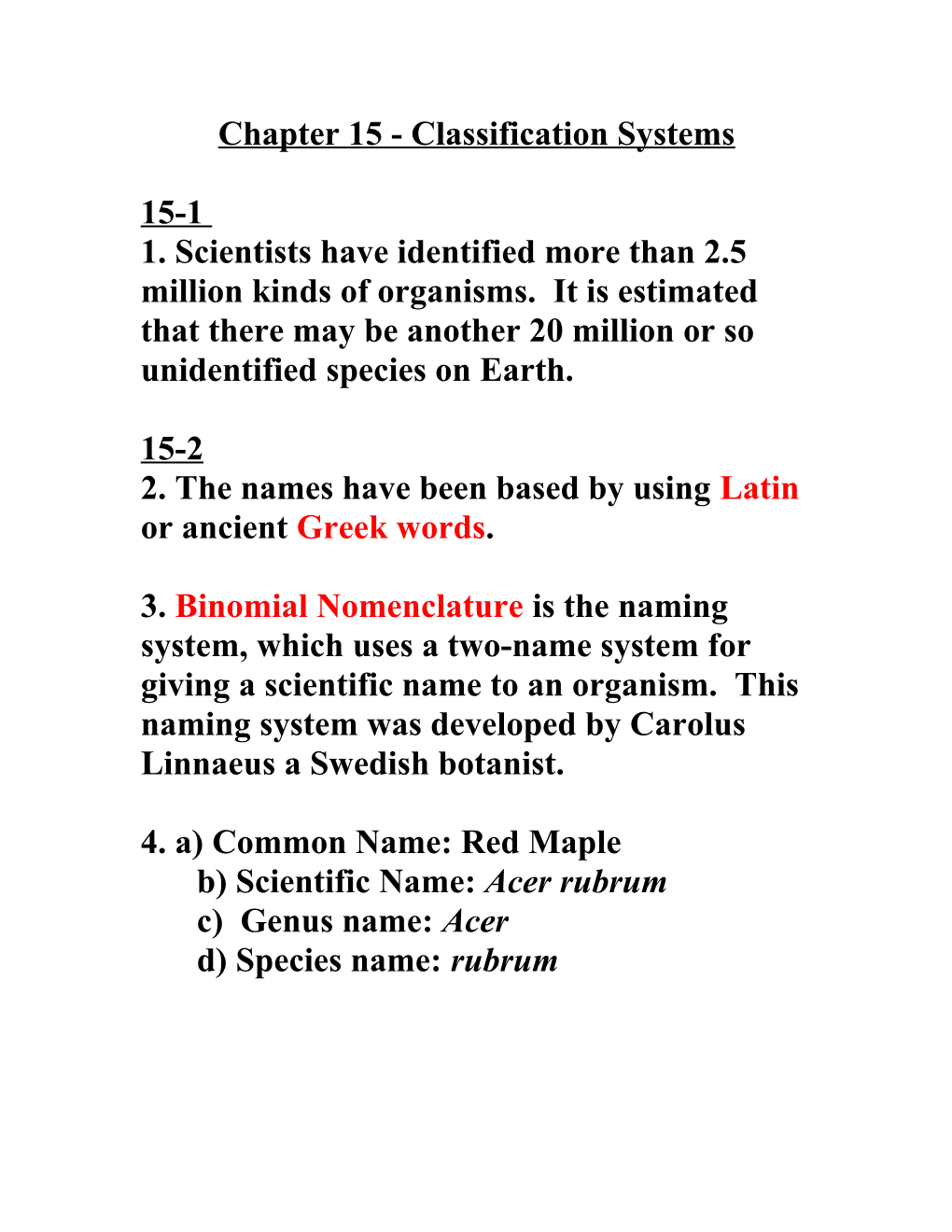 Chapter 15 Classification Systems