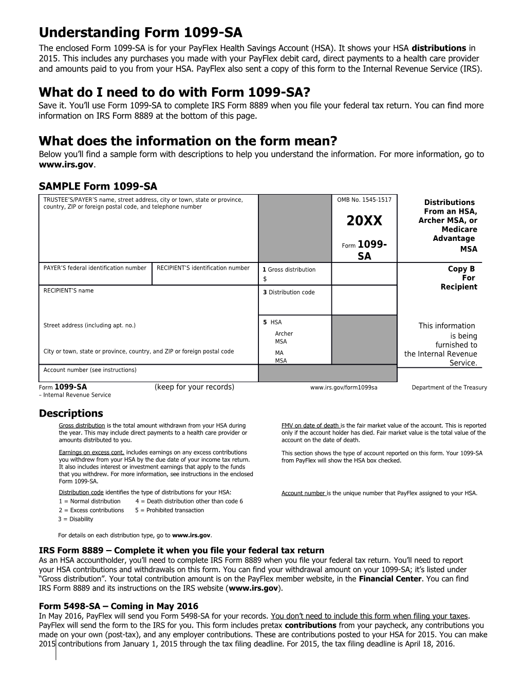 What Do I Need to Do with Form 1099-SA?