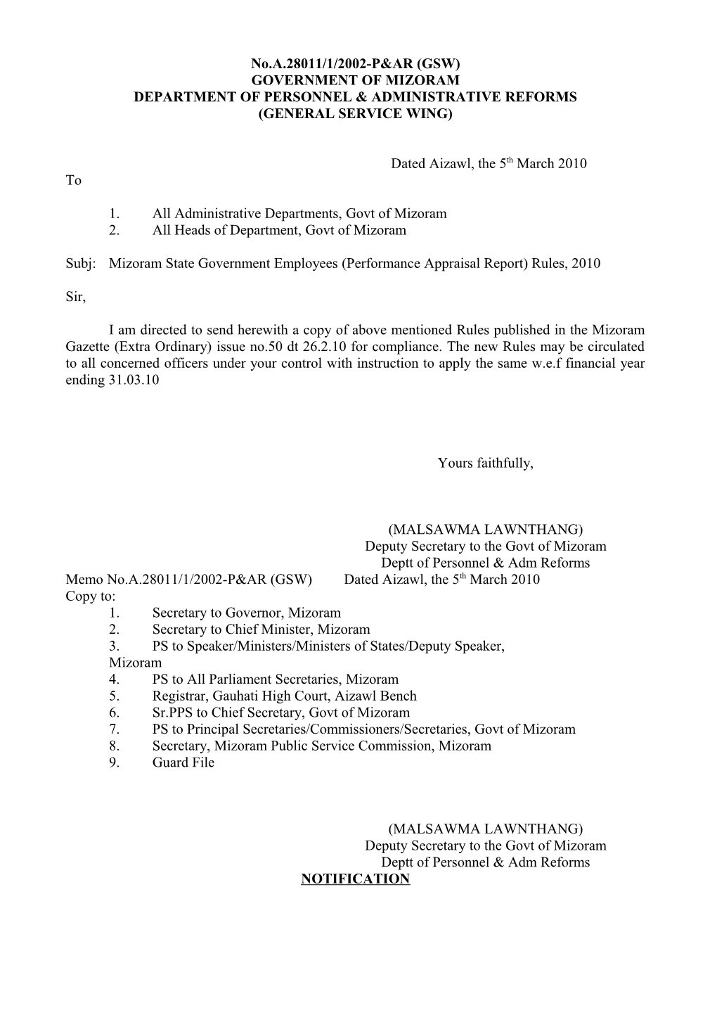 Department of Personnel & Administrative Reforms