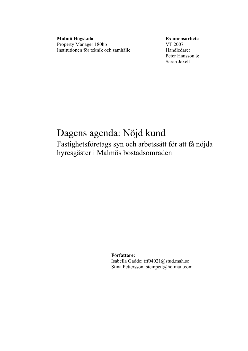 Institutionen För Teknik Och Samhällehandledare