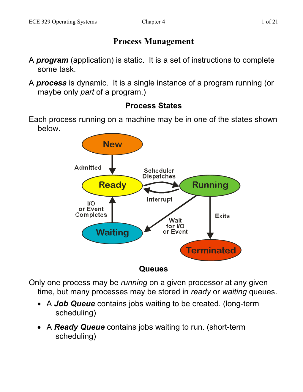 ECE 329 Operating Systems Chapter 4 9 of 20