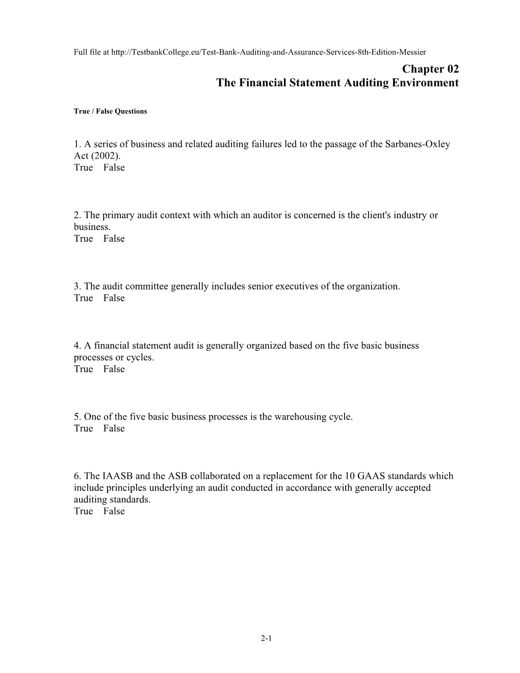 Chapter 02 the Financial Statement Auditing Environment