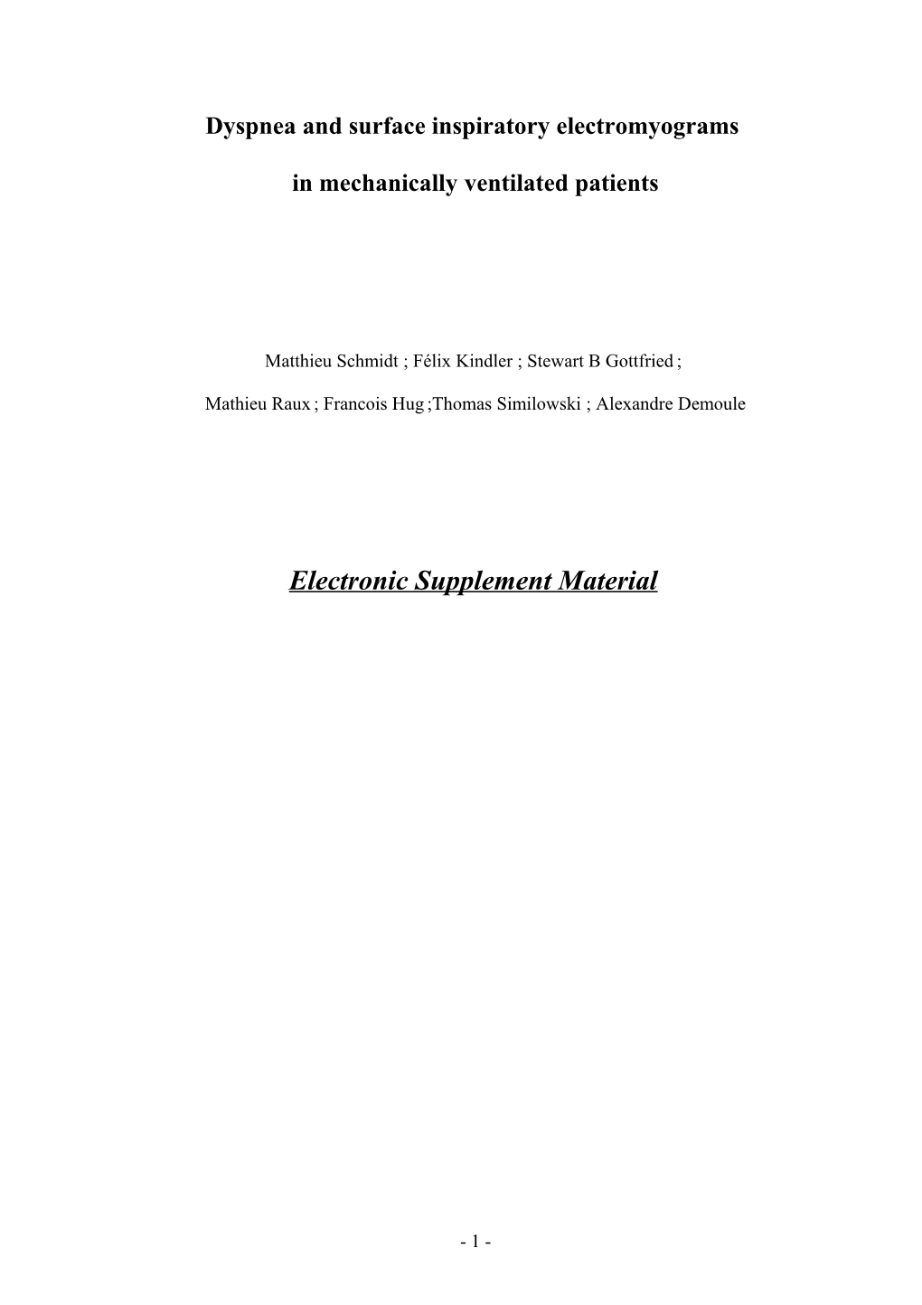 Electronic Supplement Material