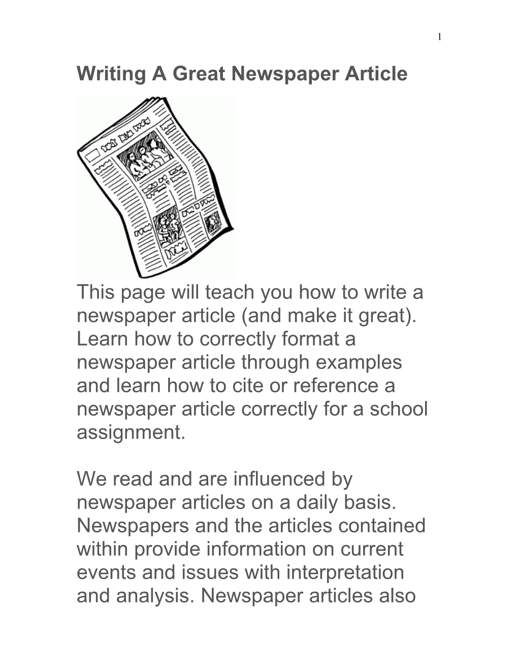 Writing a Great Newspaper Article
