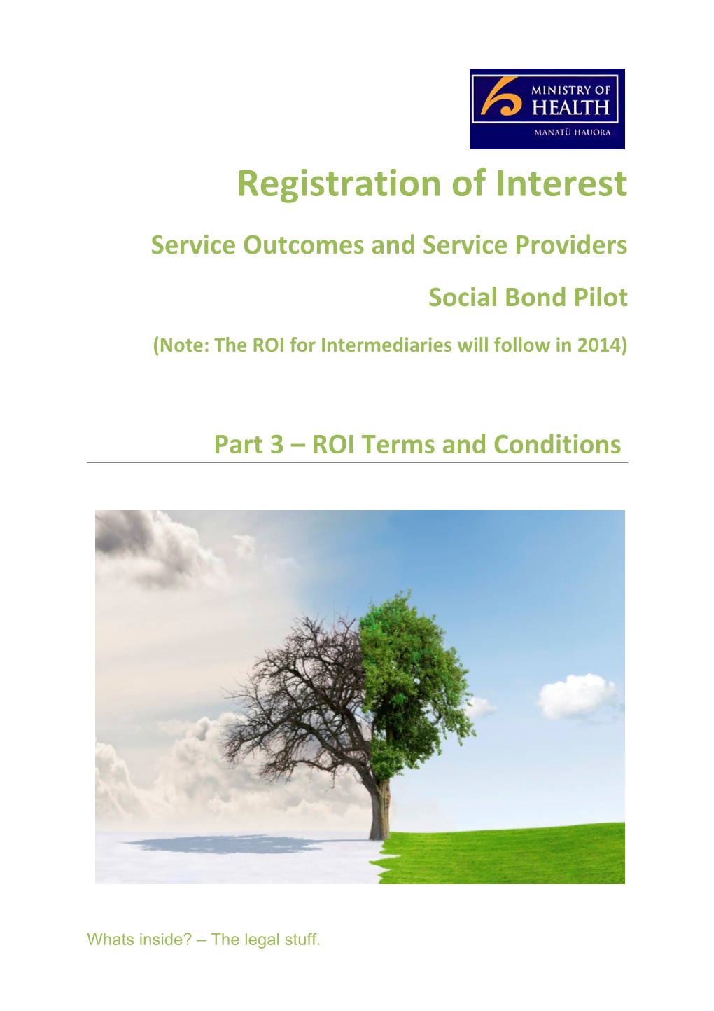 Ministry of Health Registration of Interest Service Outcomes and Service Providers Social