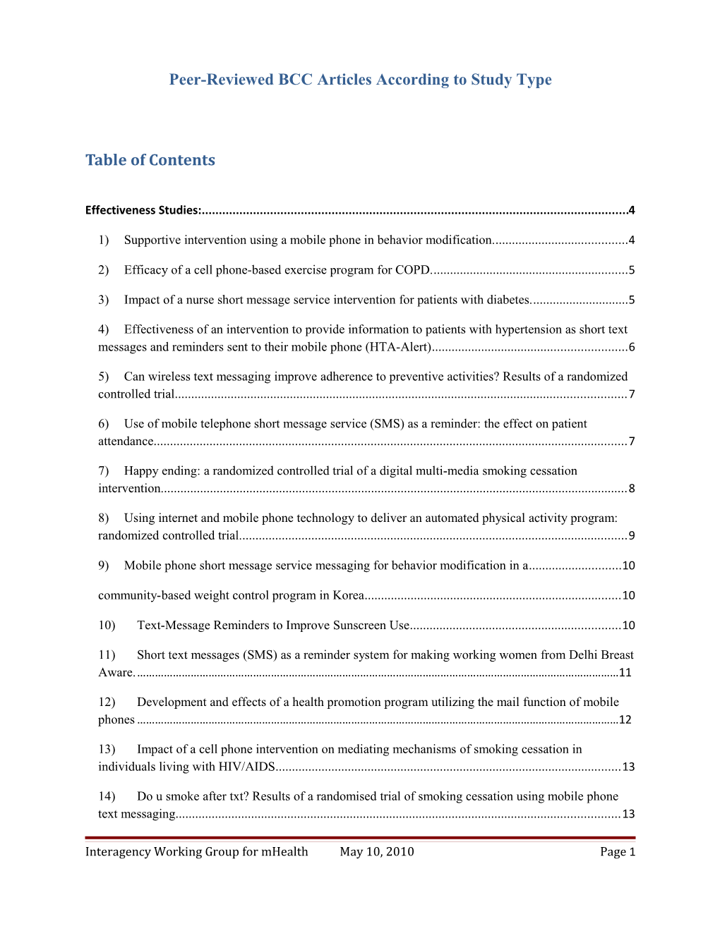 Peer-Reviewed BCC Articles According to Study Type