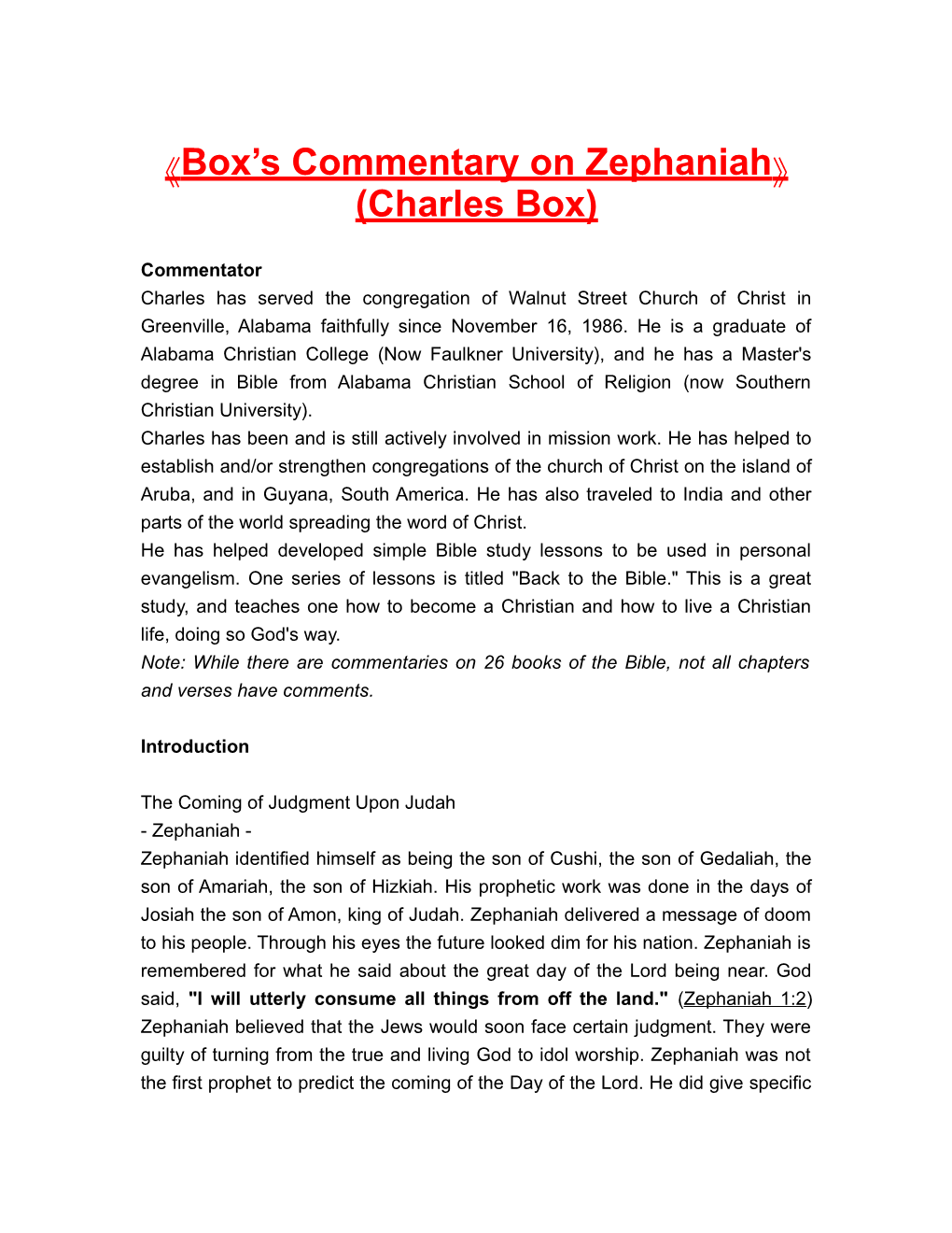 Box S Commentary on Zephaniah (Charles Box)