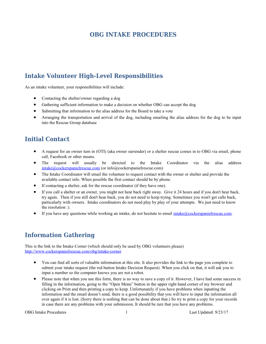 Obg Intake Procedures