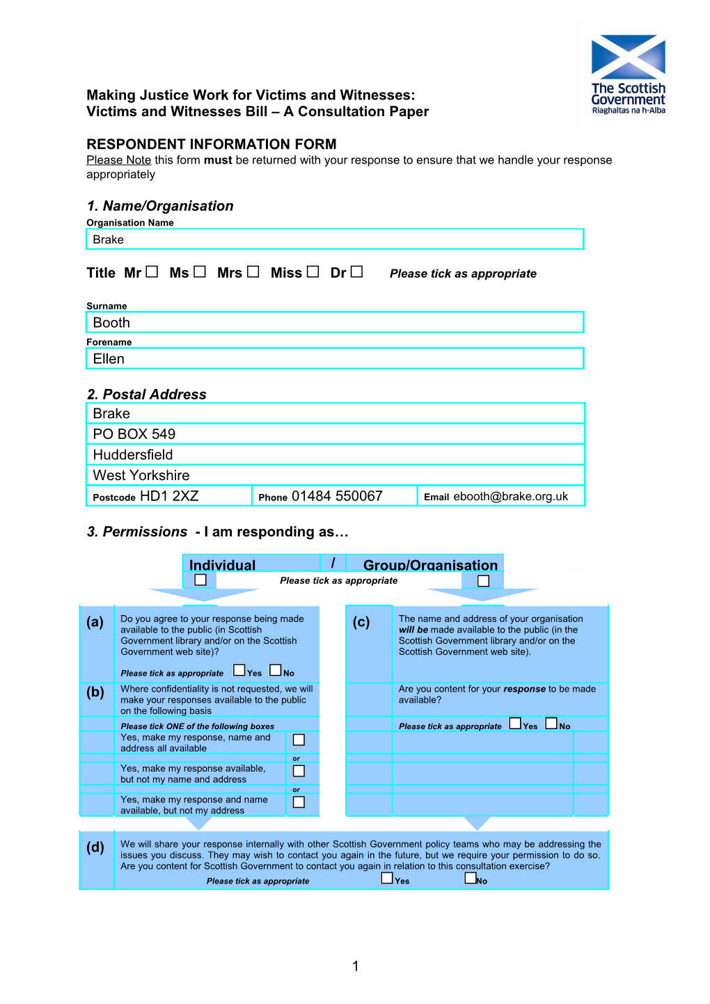 Victims and Witnesses Bill Draft Consultation Paper