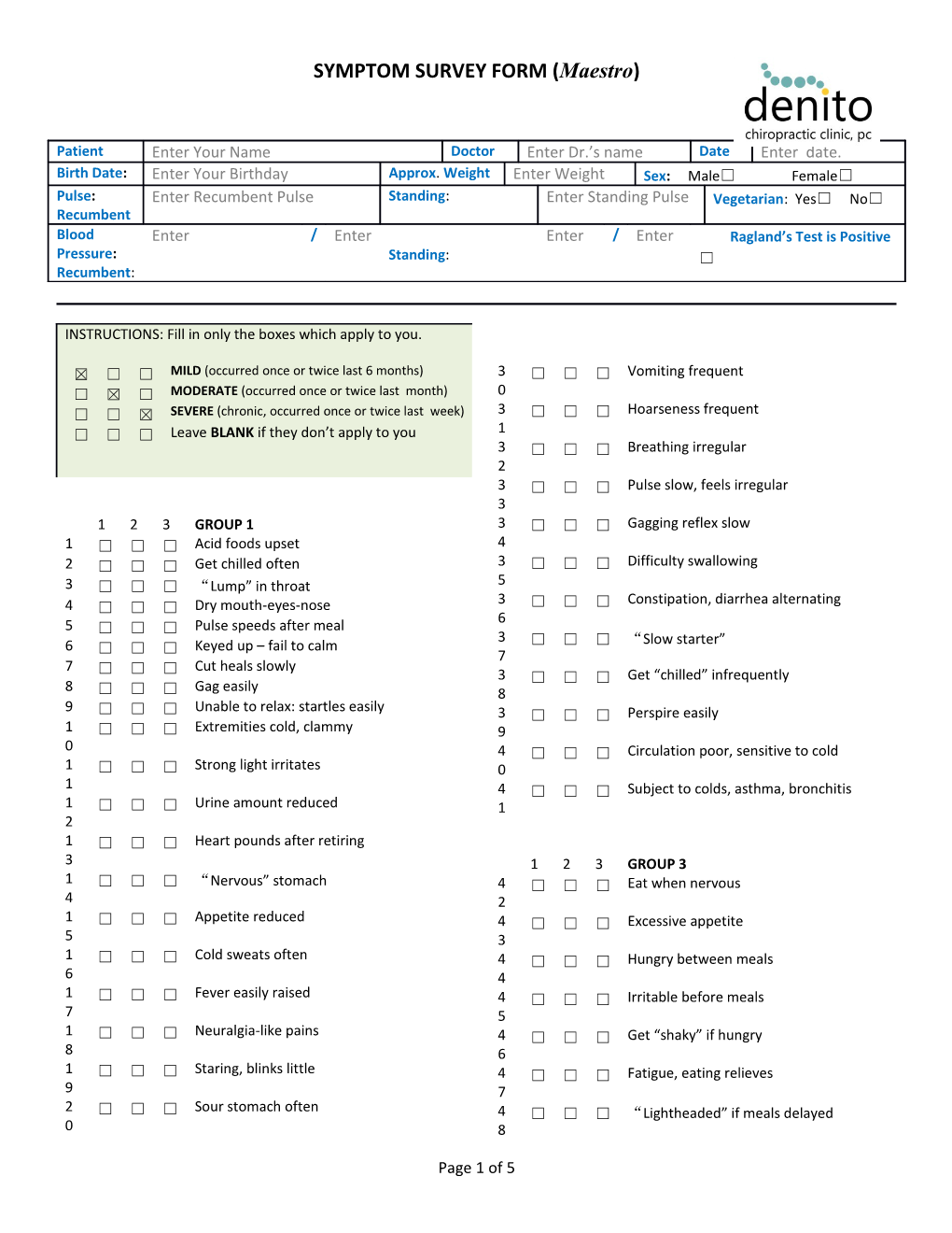 List the Five Main Complaints You Have in the Order of Their Importance