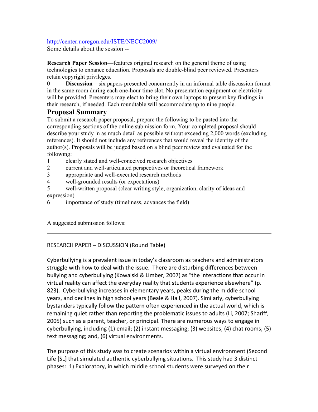 FOR 2009 NECC PROPOSAL Wright, Burnham, Inman