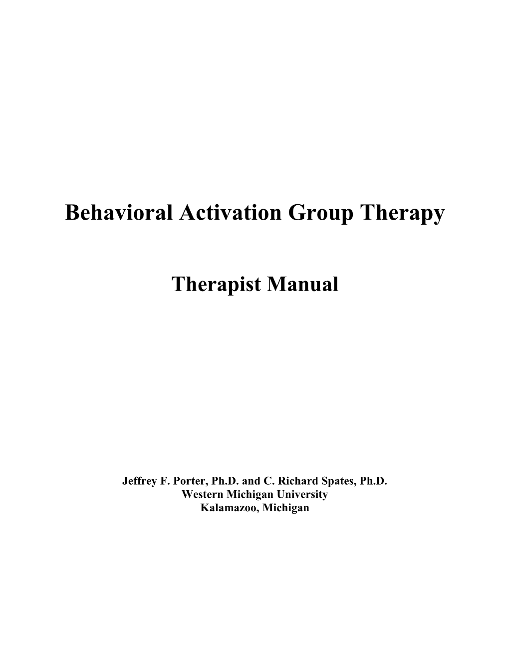 Behavioral Activation Group Therapy