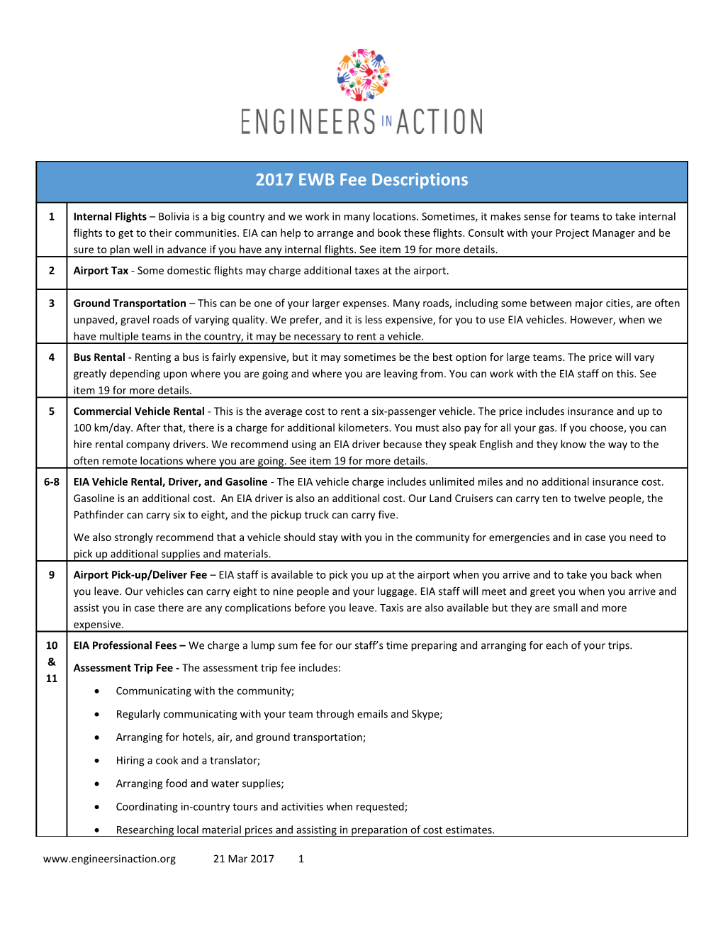 Fees Worksheet Explanation