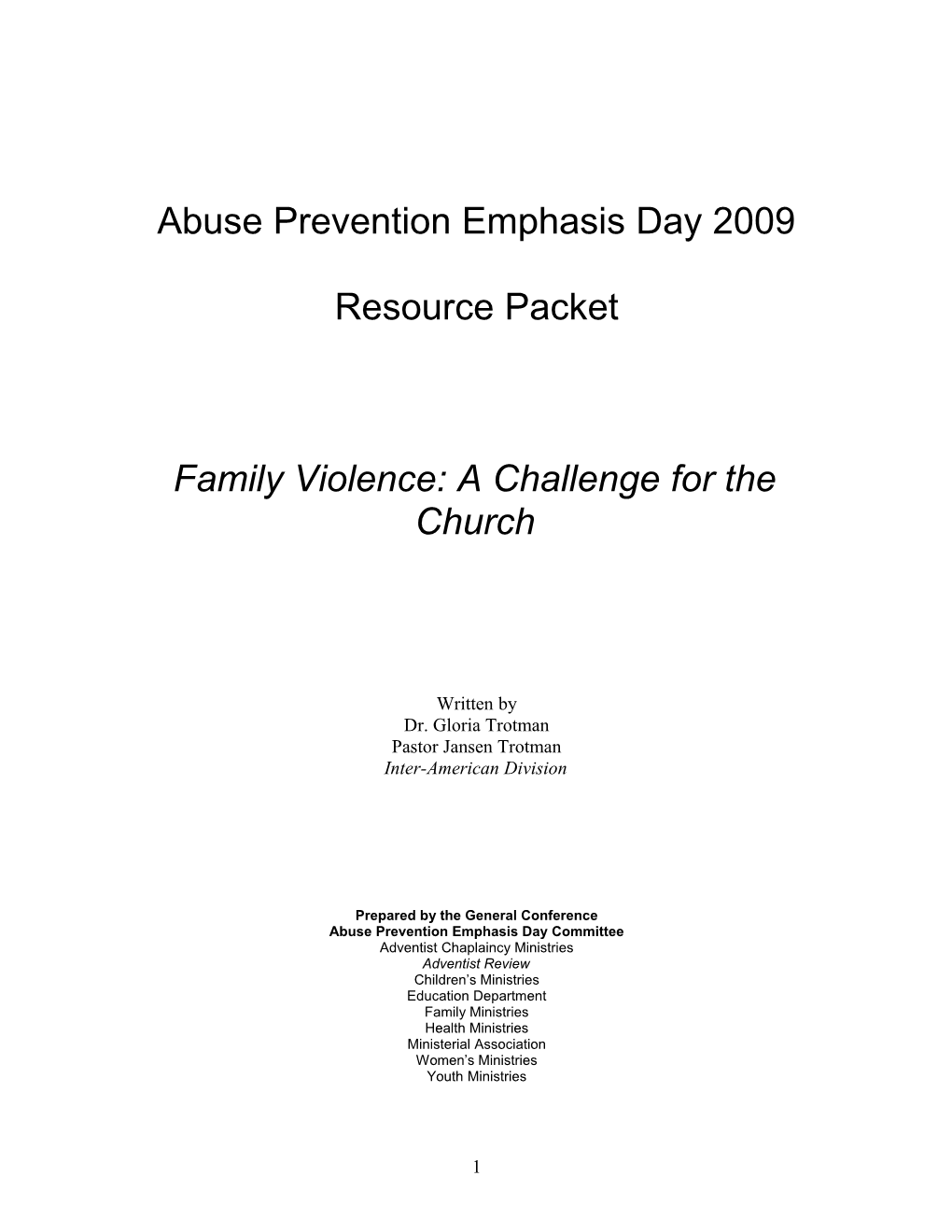 Abuse Prevention Emphasis Packet