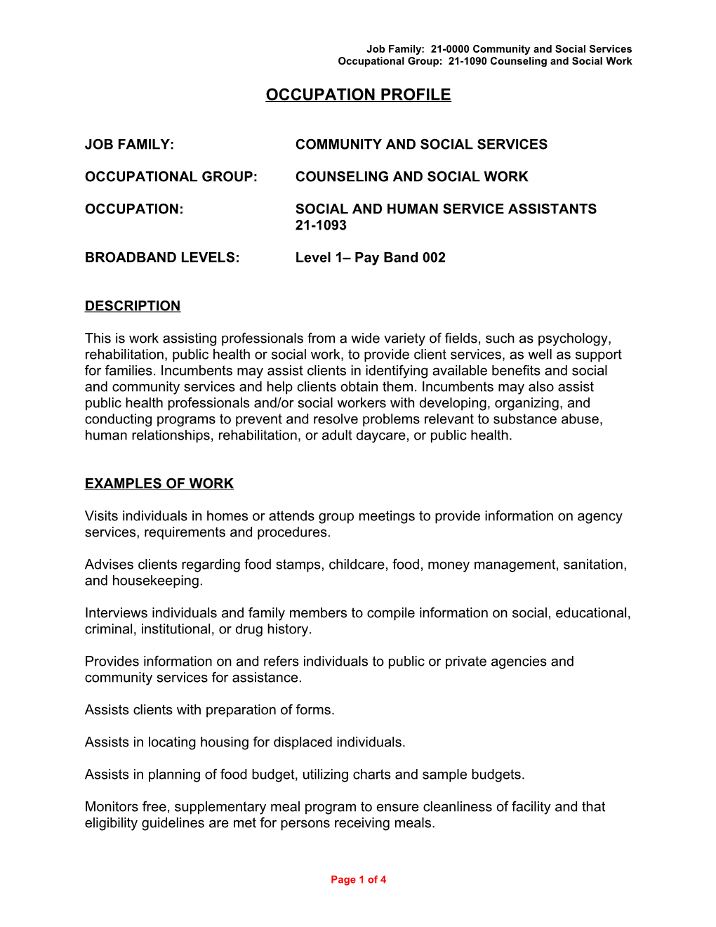 Job Family: 21-0000 Community and Social Services