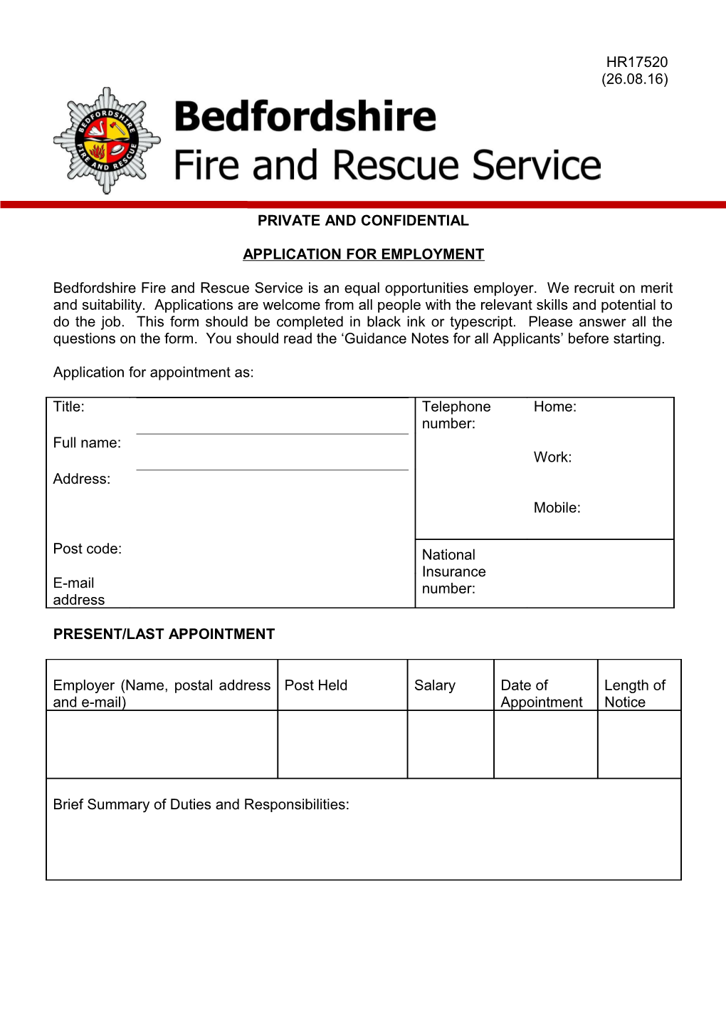 Application Form, Essential Criteria and Monitoring Form