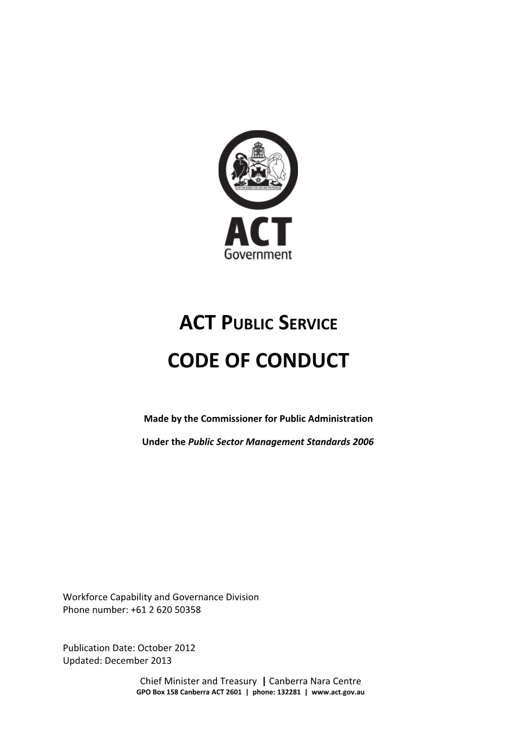 ACTPS Code of Conduct 2012