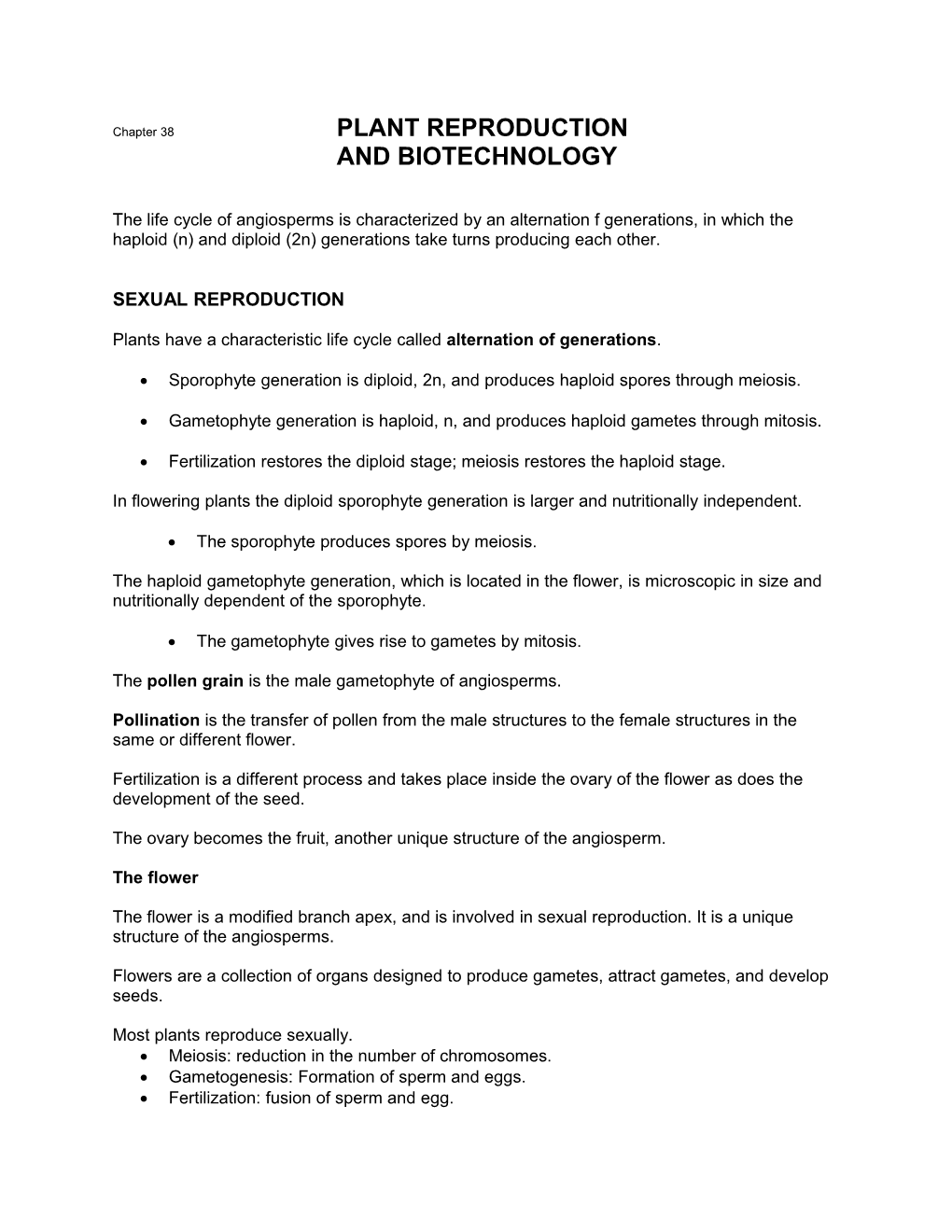 Chapter 38 PLANT REPRODUCTION