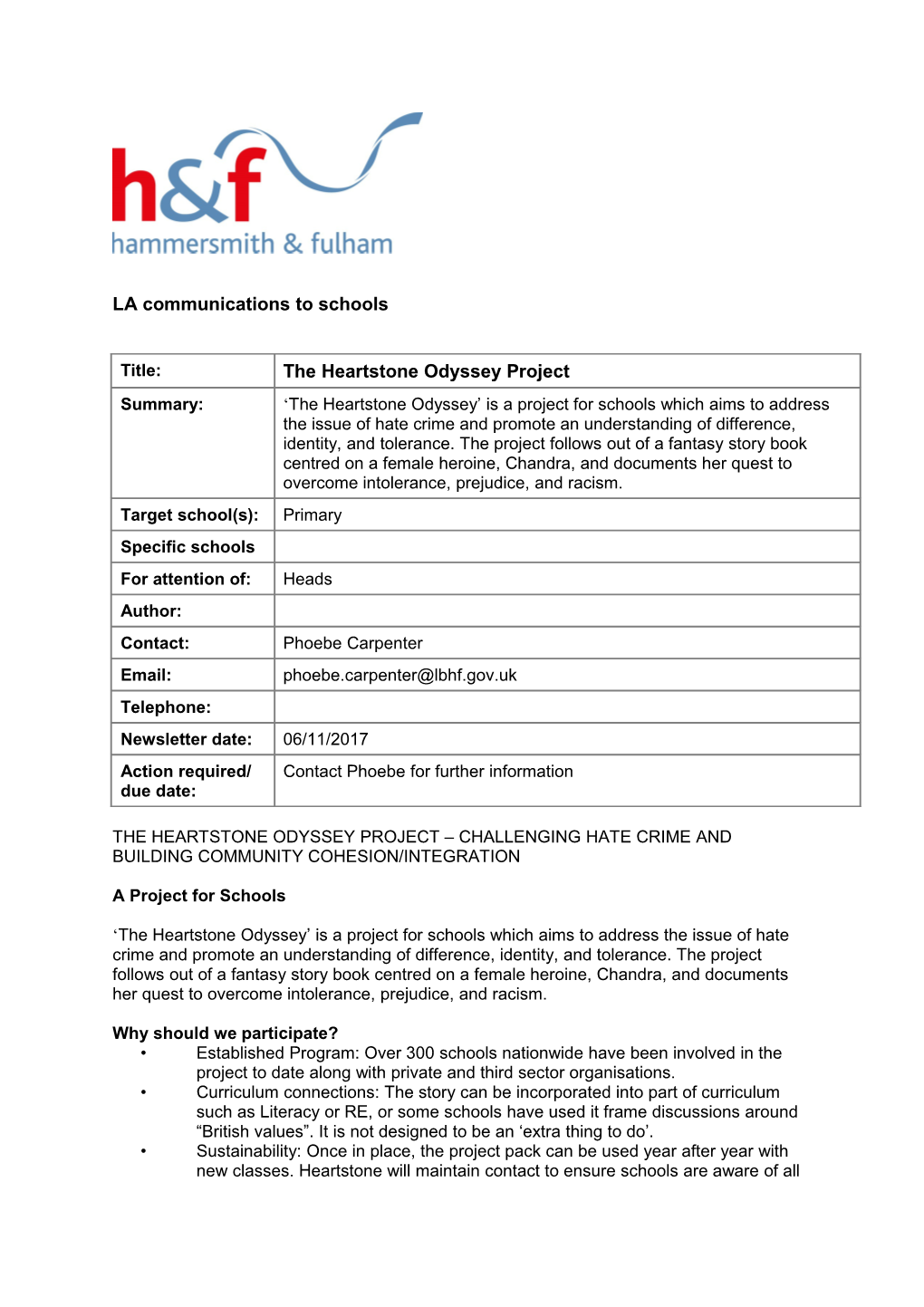 School Staff Zone Newsletter Coversheet s1