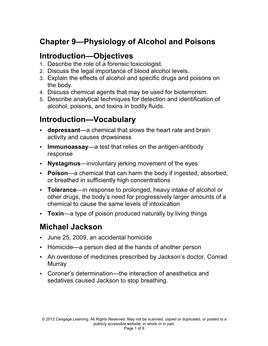 Chapter 9 Physiology of Alcohol and Poisons