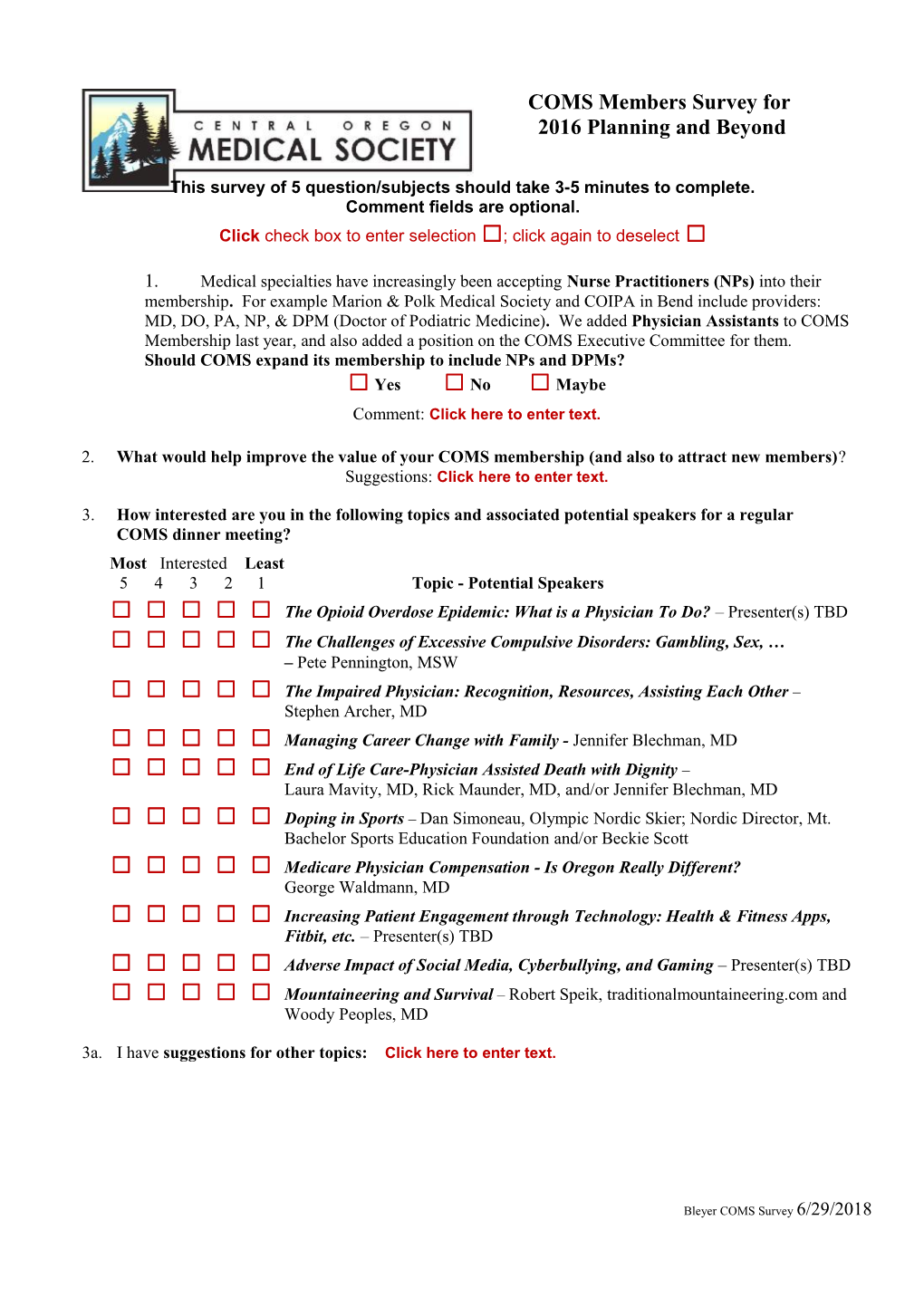 COMS Members Survey 2009