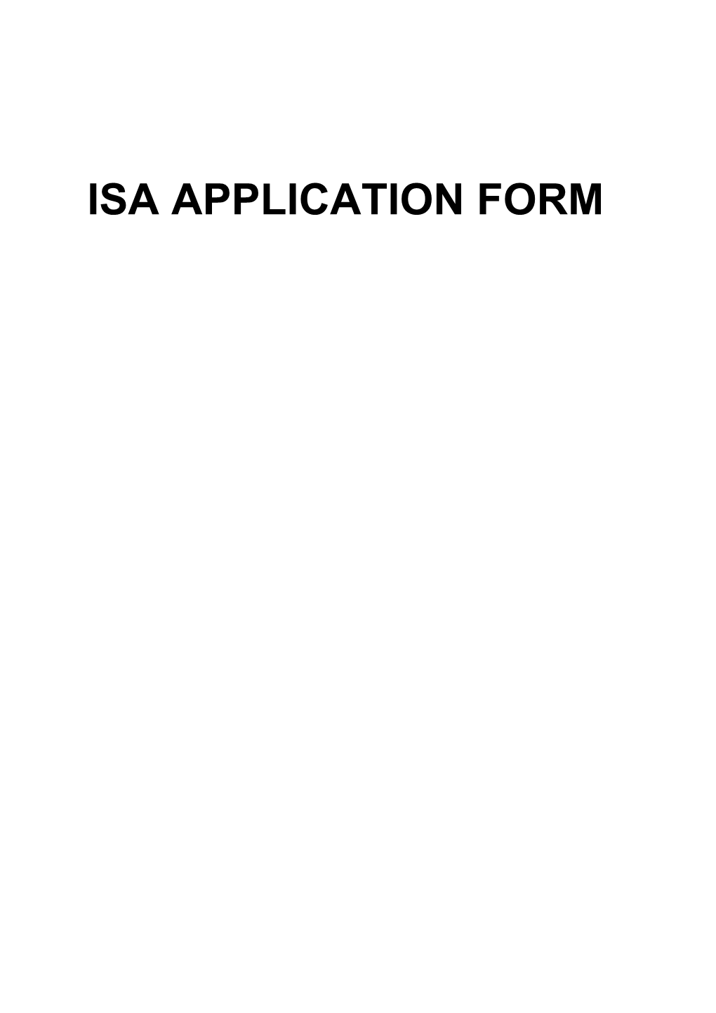 Isa Application Form