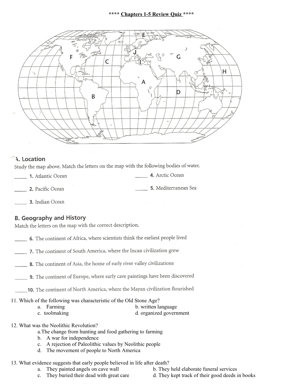 Chapters 1-5 Review Quiz