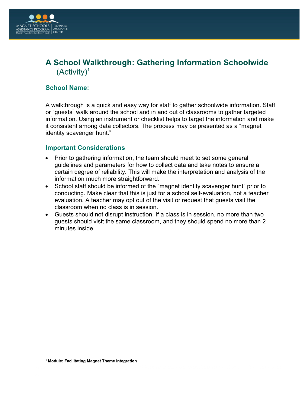 A School Walkthrough: Gathering Information Schoolwide (Activity)