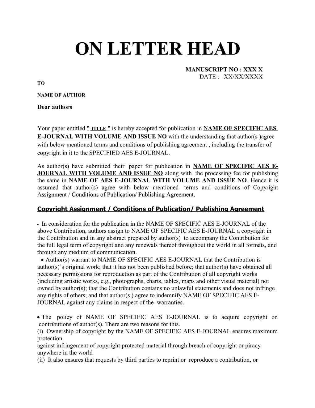 On Letter Head