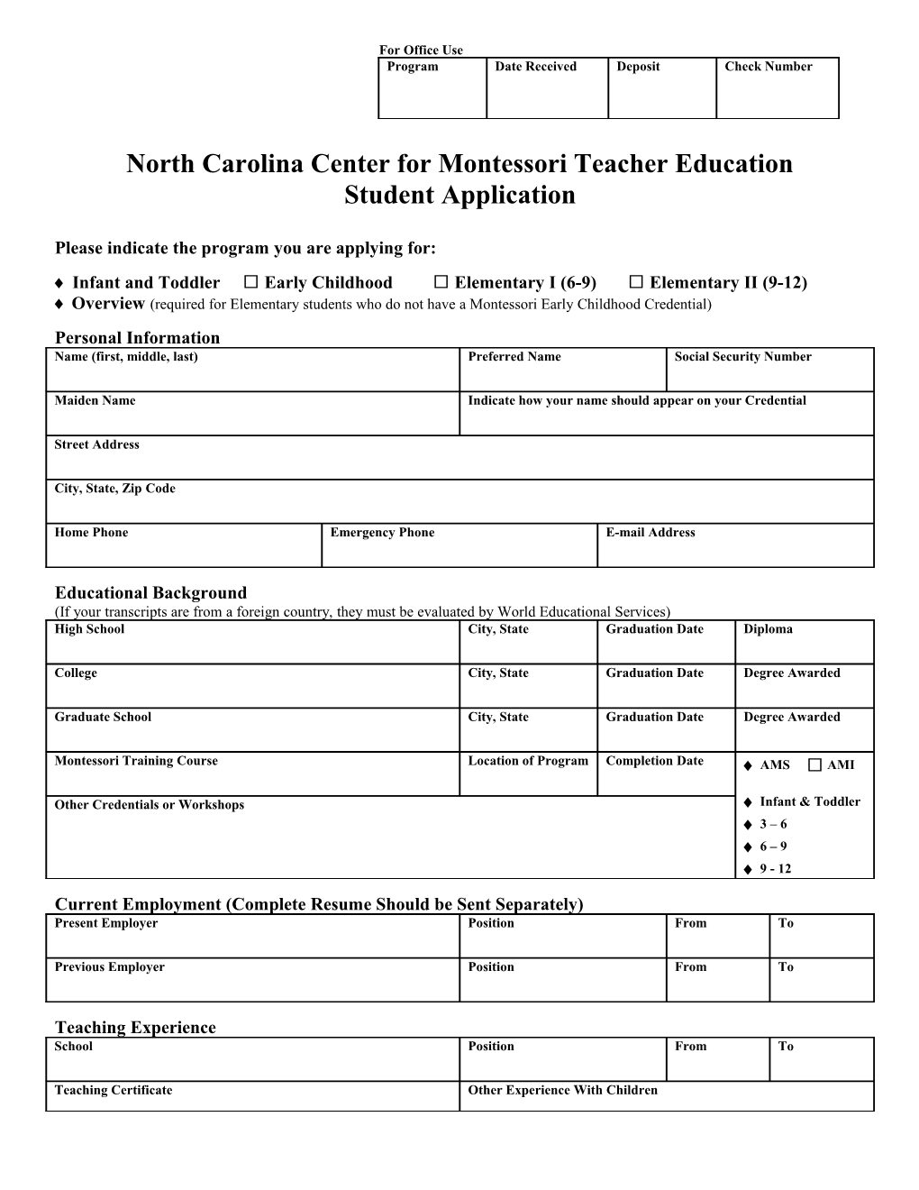 Center for Montessori Teacher Education, NC