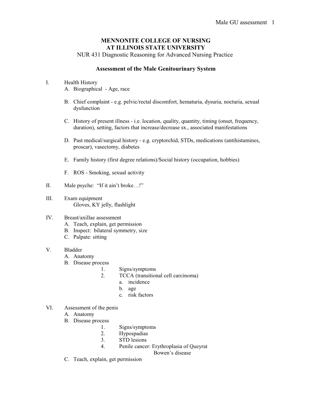 Assessment of the Male Genitourinary System