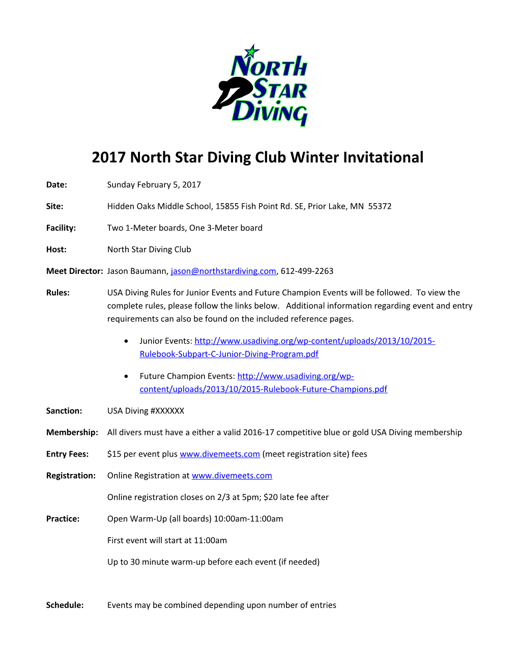 2017 North Star Diving Club Winter Invitational