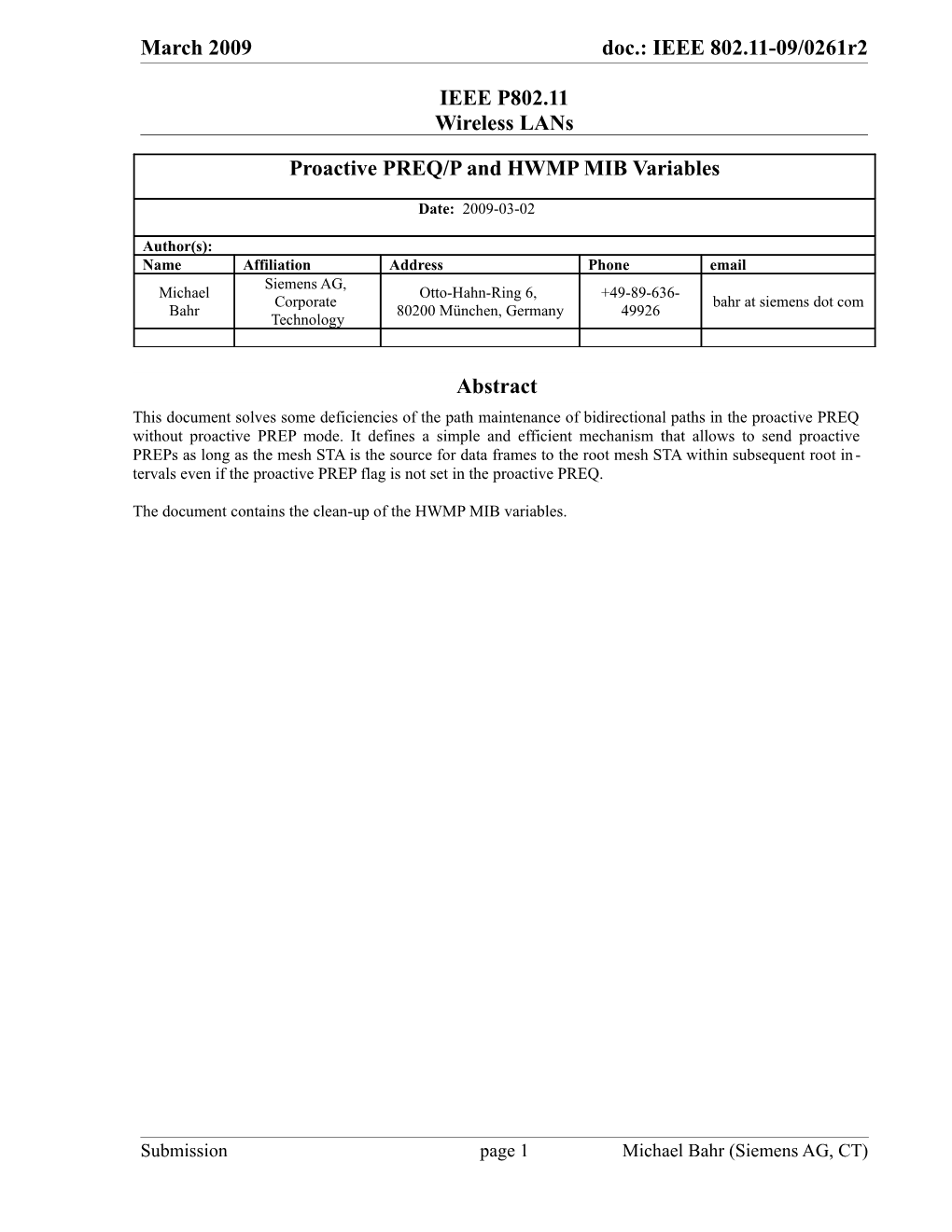 Proactive PREQ/P and HWMP MIB Variables