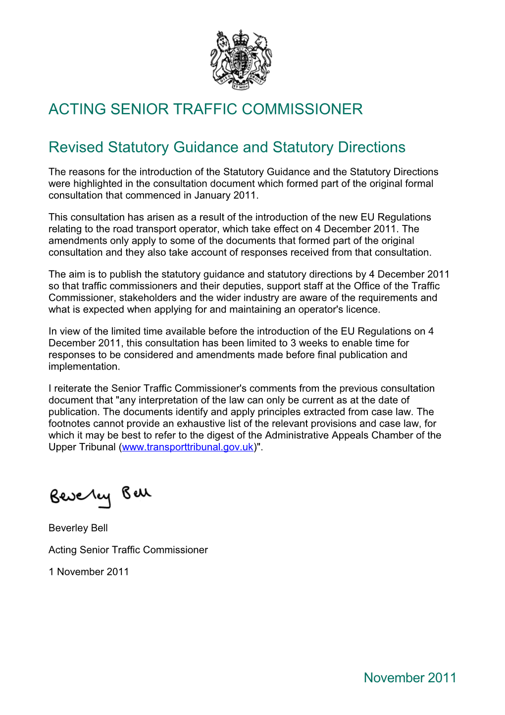 Revised Statutory Guidance and Statutory Directions
