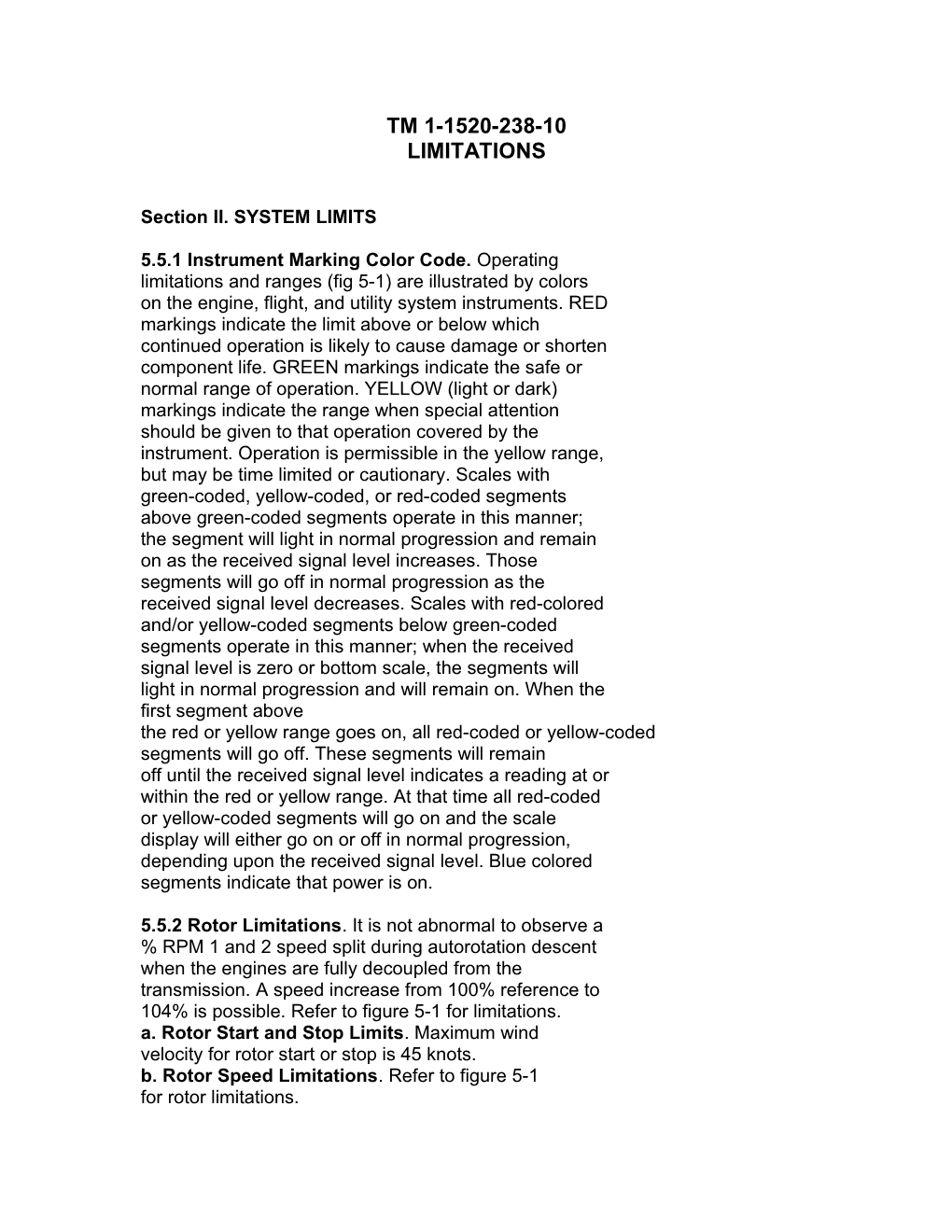 Section II. SYSTEM LIMITS