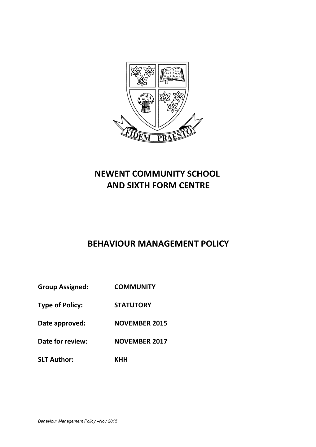 Whole School Behaviour Policy