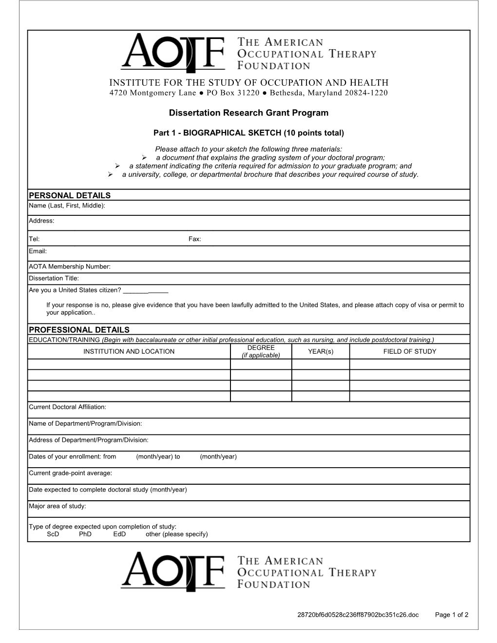 PHS 398, Fp1 (Rev. 4/06), Face Page, Form Page 1