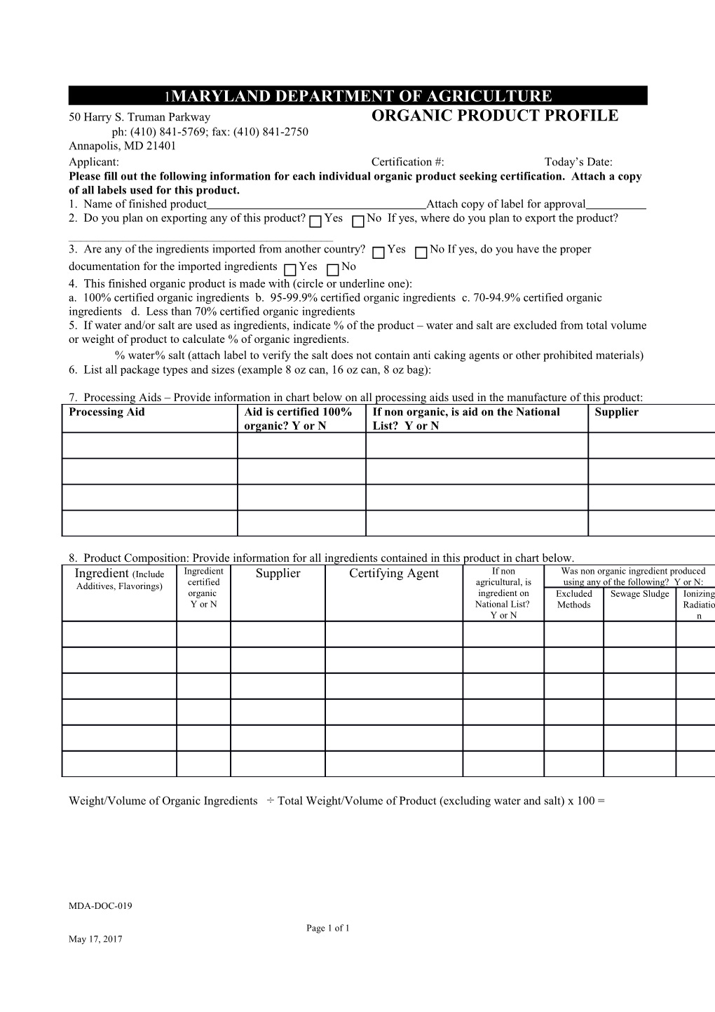 Maryland Department of Agriculture