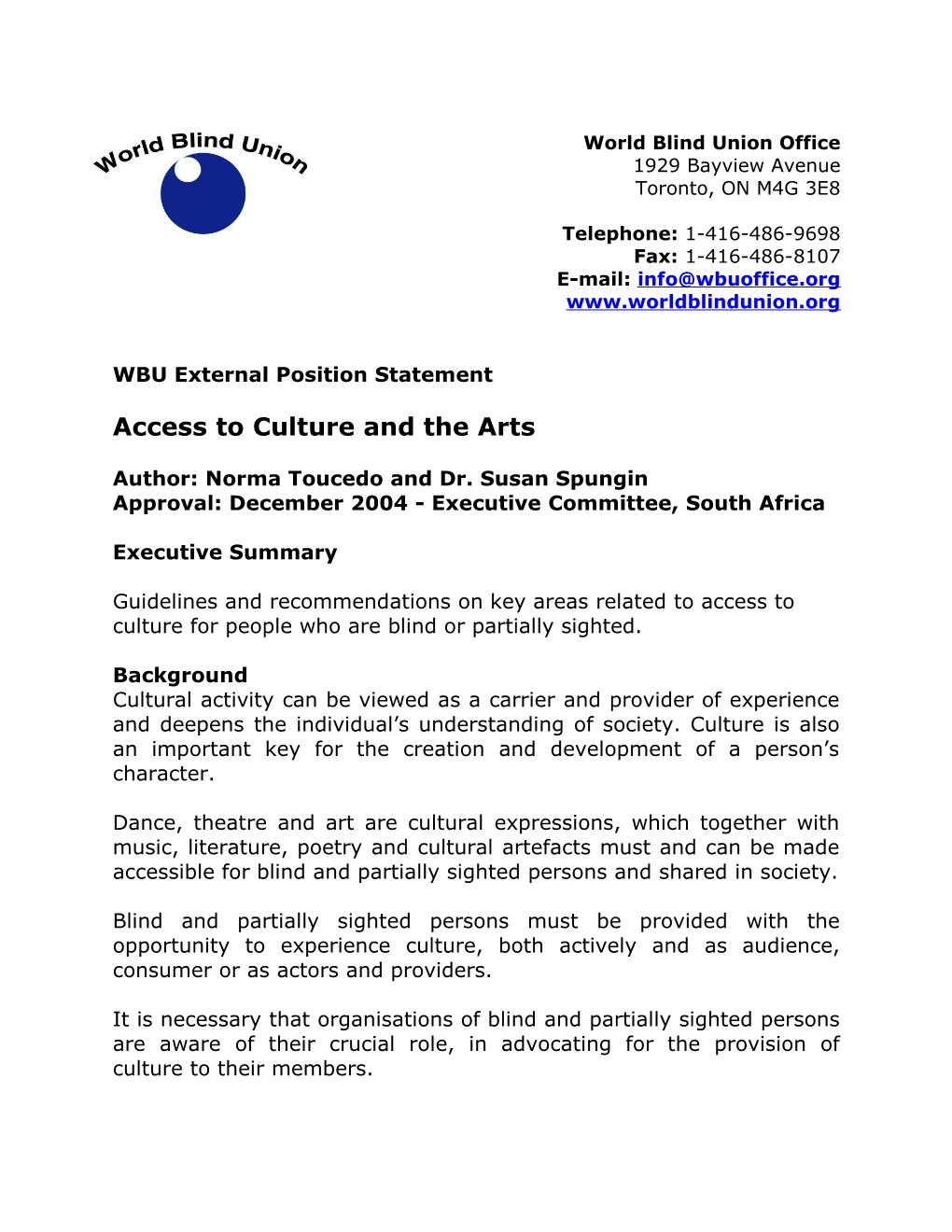 Access to Culture and Arts