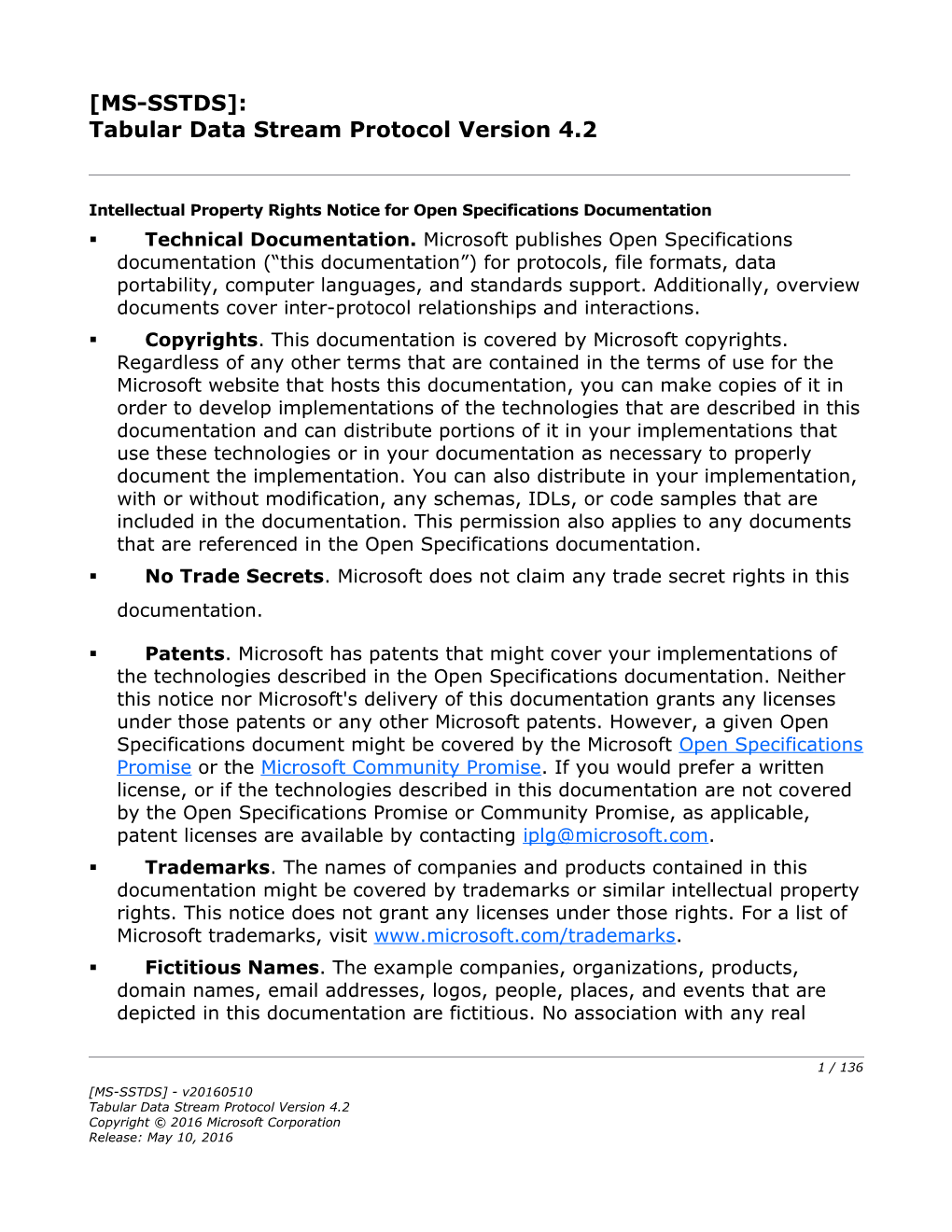 Tabular Data Stream Protocol Version 4.2