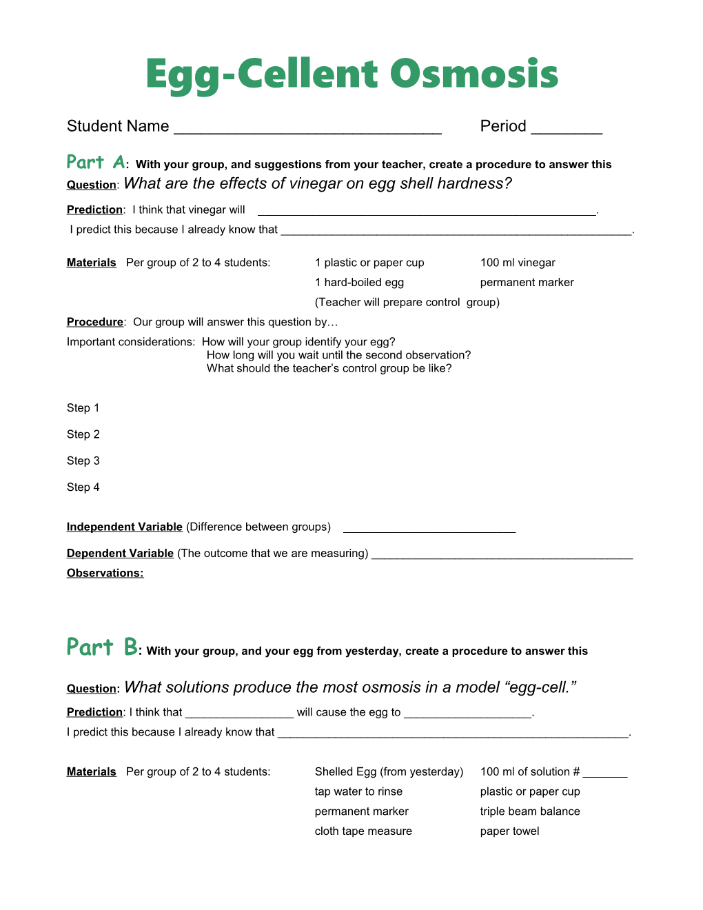 Student Instructions Do Not Write on This Sheet