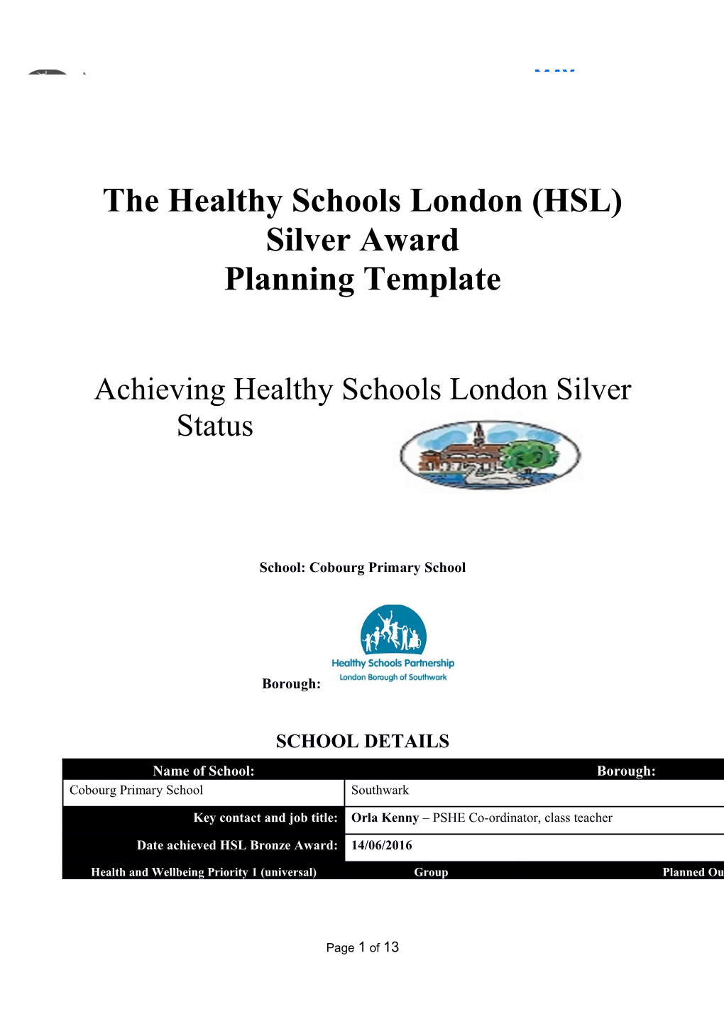 Healthy Schools London Review Tool s2