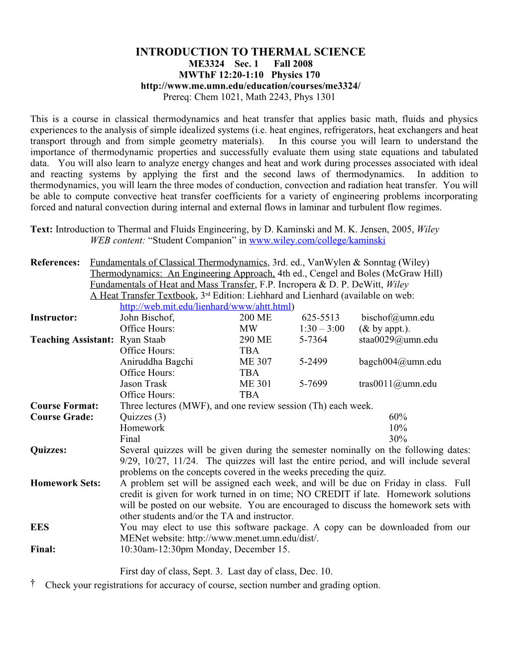 Introduction to Thermal Science