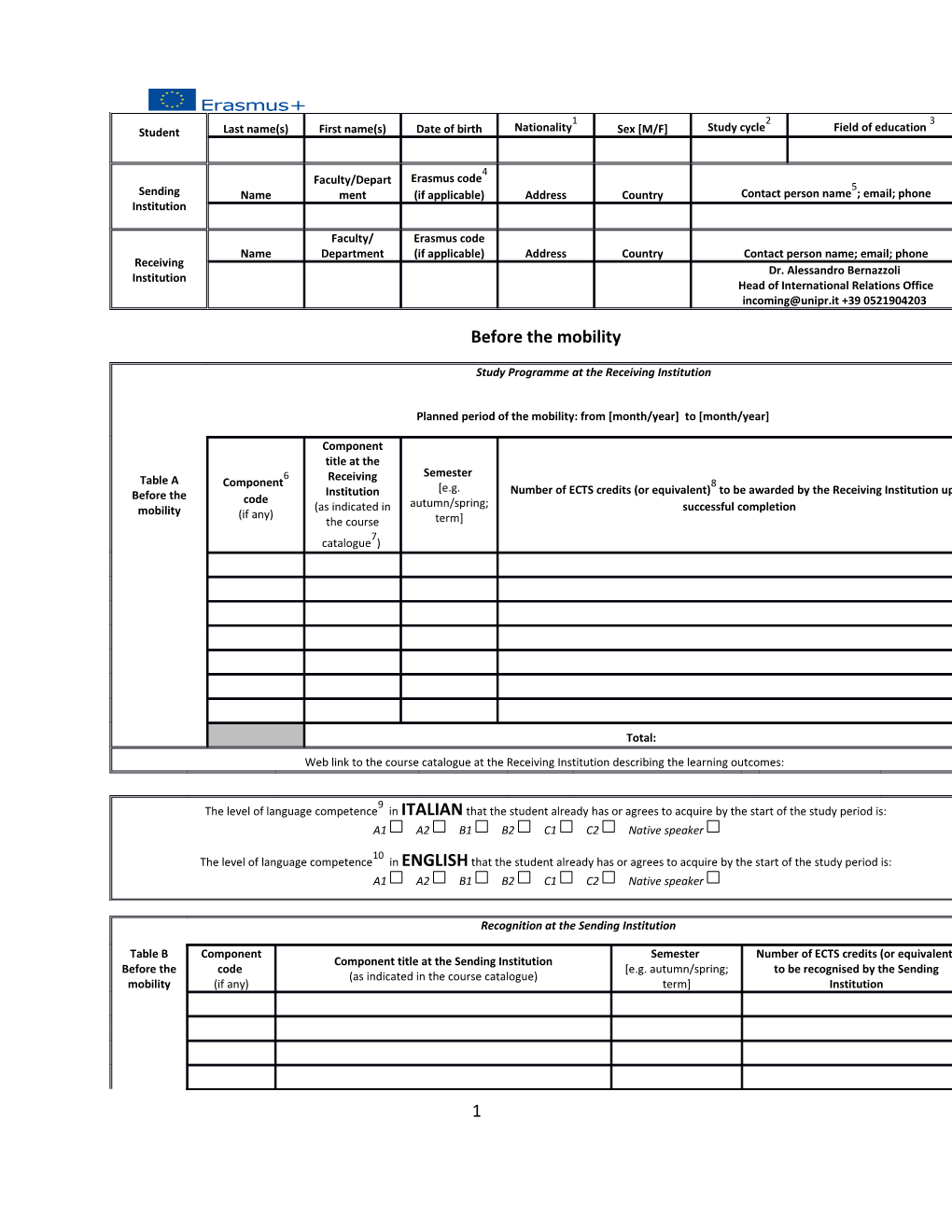 Learning Agreement SMS 2017-18