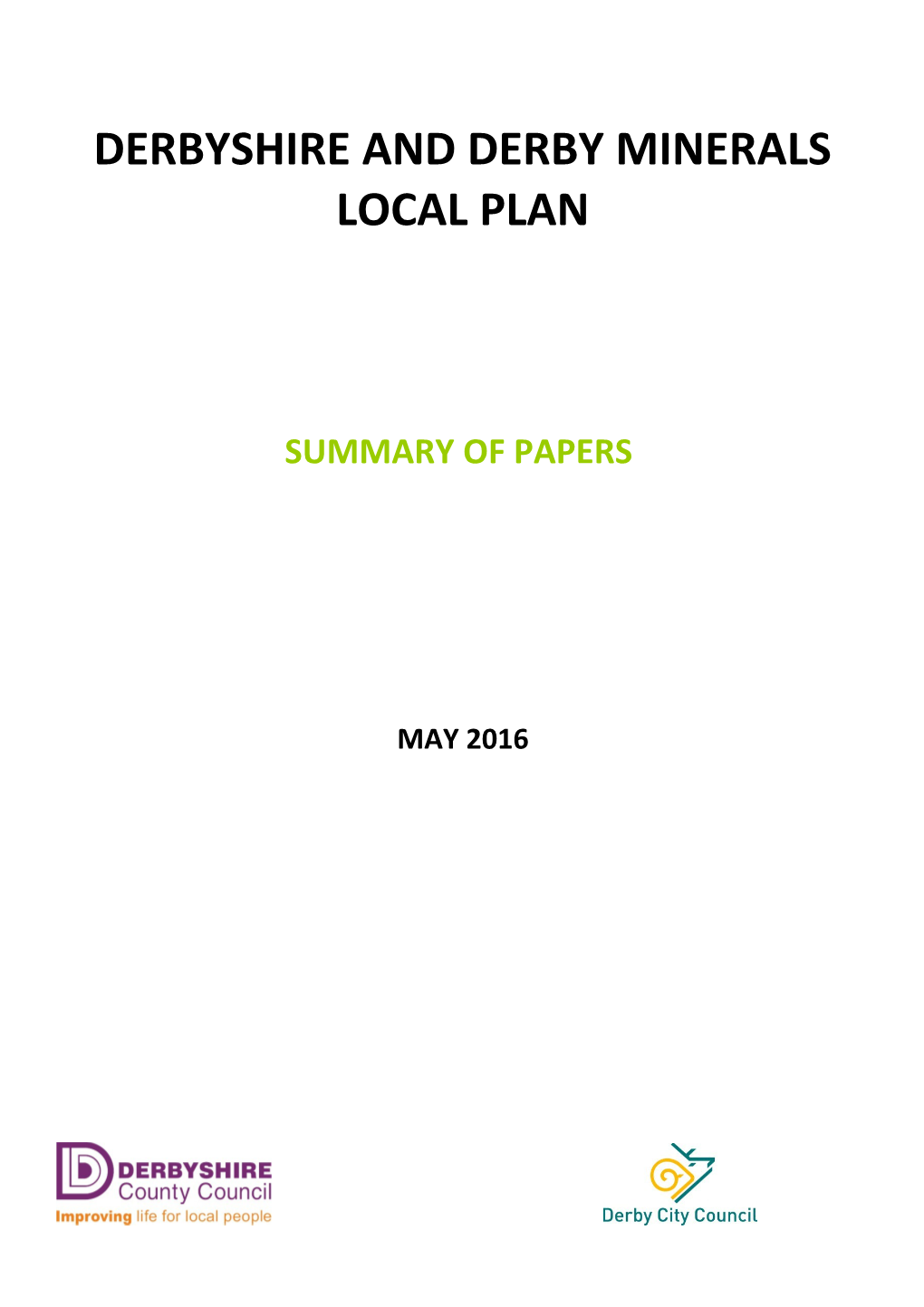 Derbyshire and Derby Minerals Local Plan