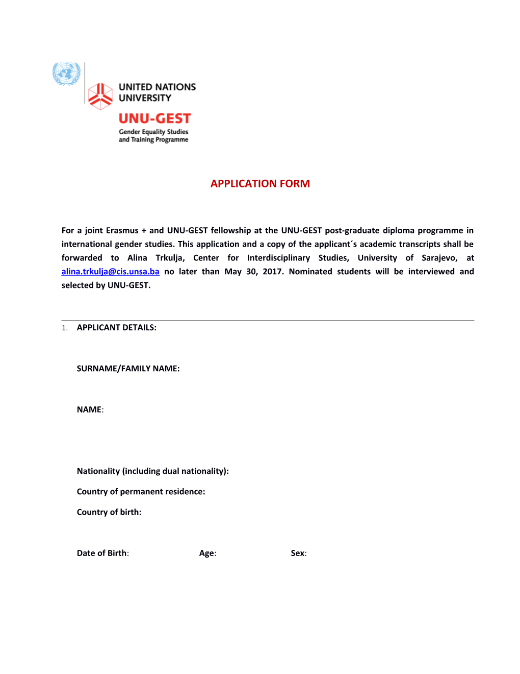 Application Form s19