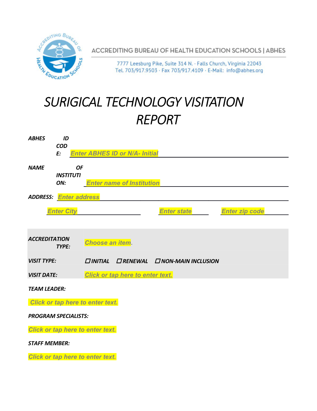 Surigical Technology Visitation Reportchapter V