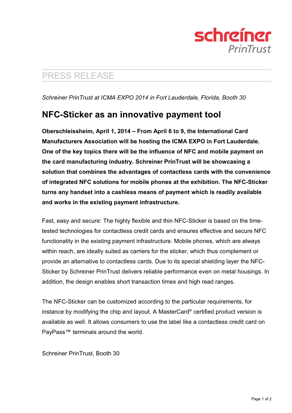 NFC-Sticker As an Innovative Payment Tool